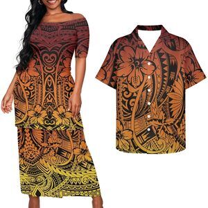 2587 Samoa For Couples Samoan Puletasi Polynesian Clothing Set